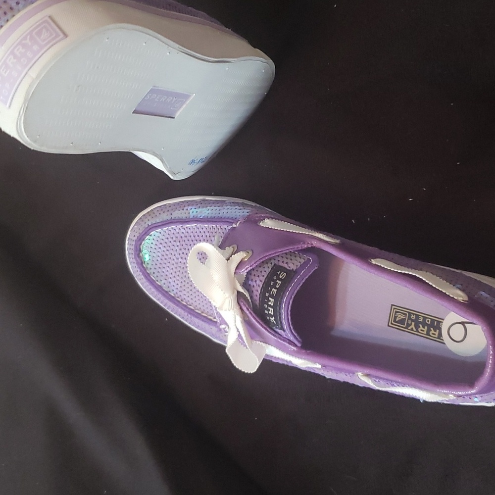 Sperry top-Sider purples sequins dress sneakers size 9 awesome condition - Picture 4 of 6